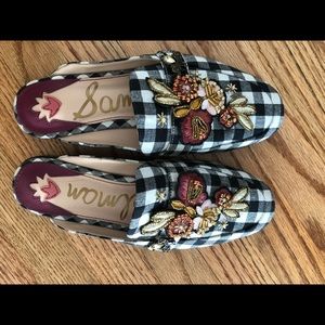 Sam Edelman gingham embroidered mules